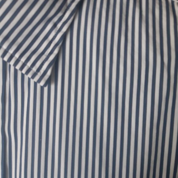 Faconnable Classique SZ L Navy & White Bengal Striped Men's Button Up Shirt - Picture 6 of 15